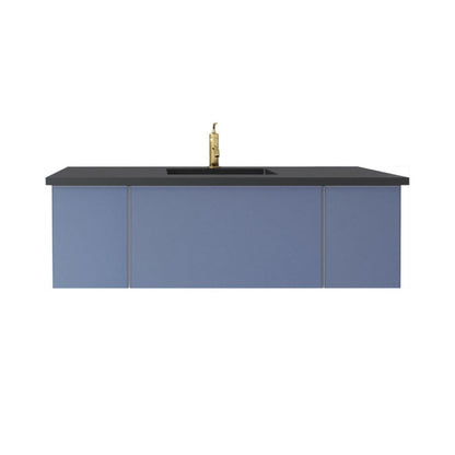 Laviva Vitri 54" Nautical Blue Vanity Base and Matte Black Solid Surface Countertop With Integrated Sink