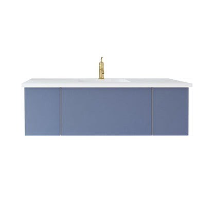 Laviva Vitri 54" Nautical Blue Vanity Base and Matte White Solid Surface Countertop With Integrated Sink