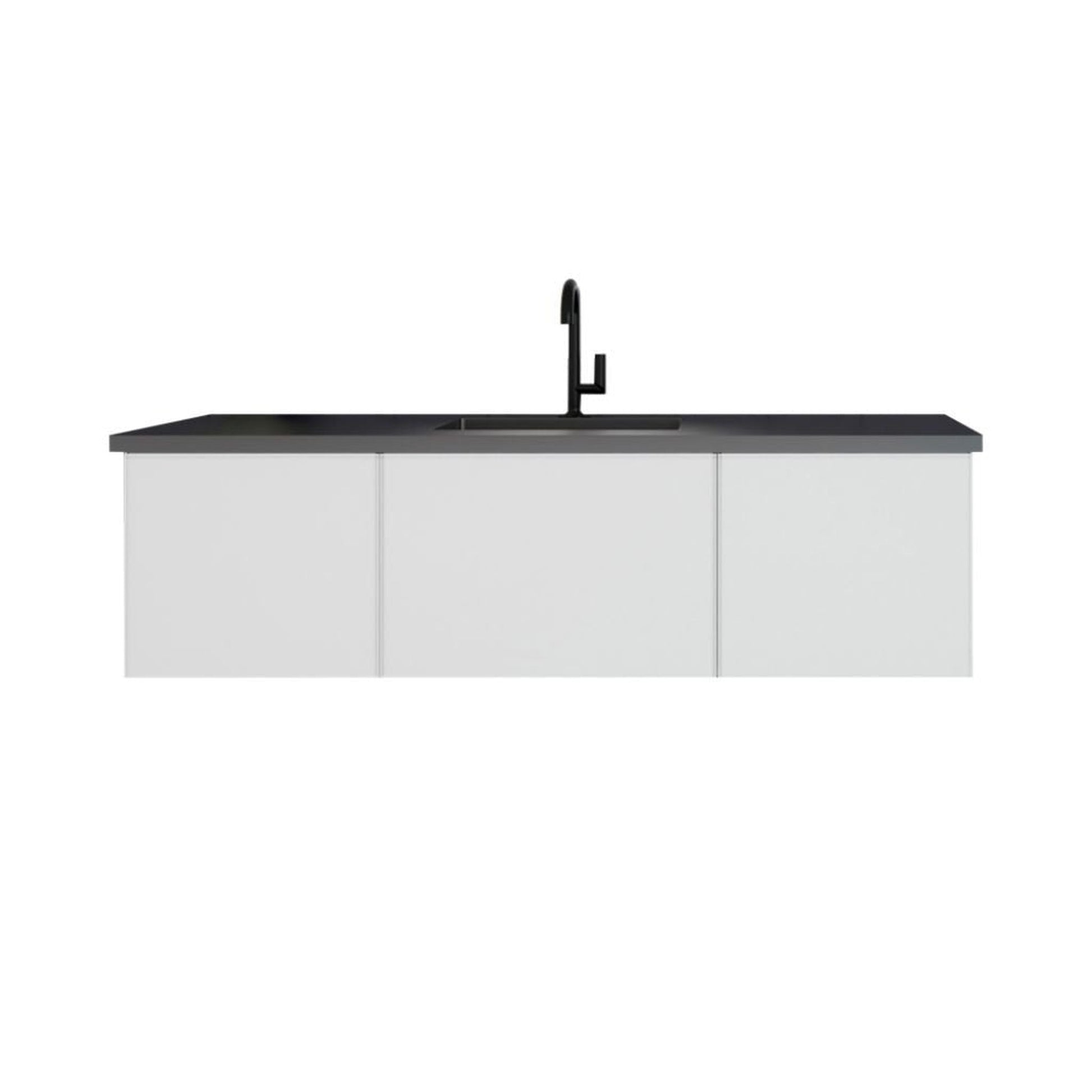Laviva Vitri 60" Cloud White Vanity Base and Matte Black Solid Surface Countertop With Single Integrated Sink