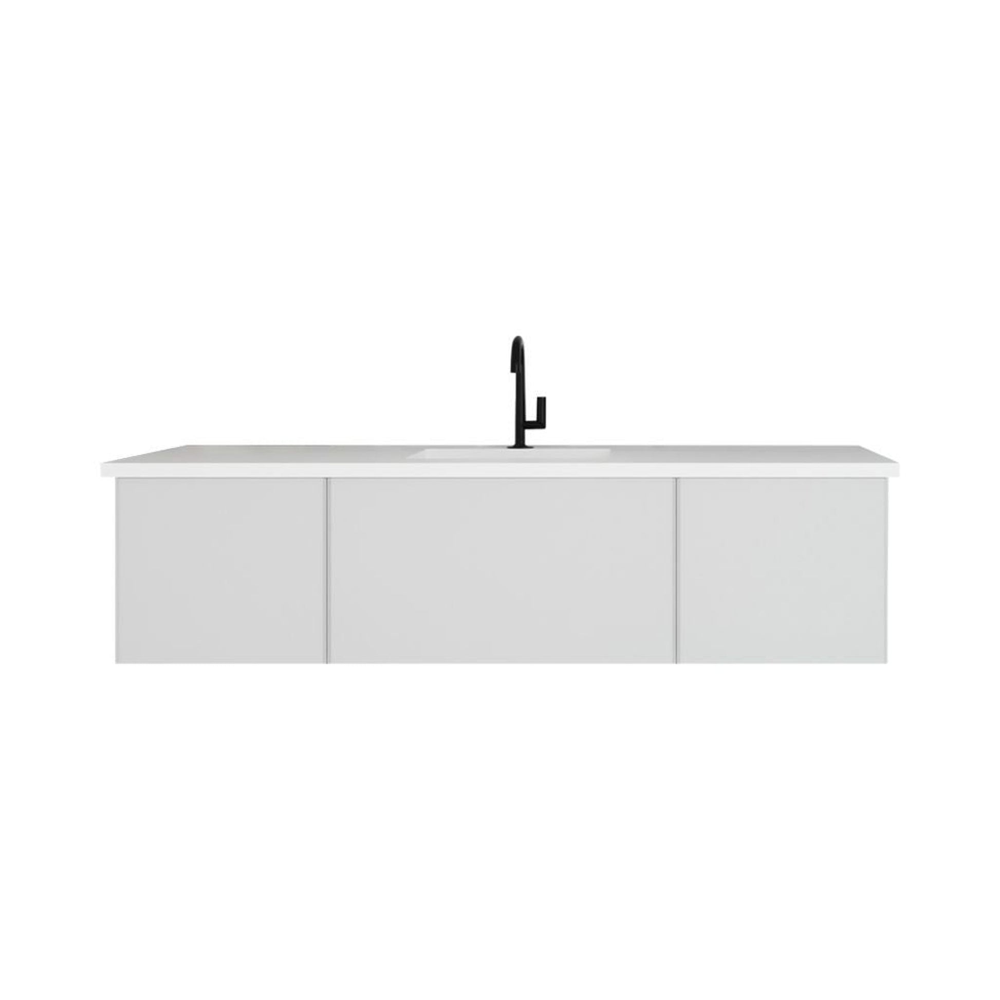 Laviva Vitri 66" Cloud White Vanity Base and Matte White Solid Surface Countertop With Integrated Sink