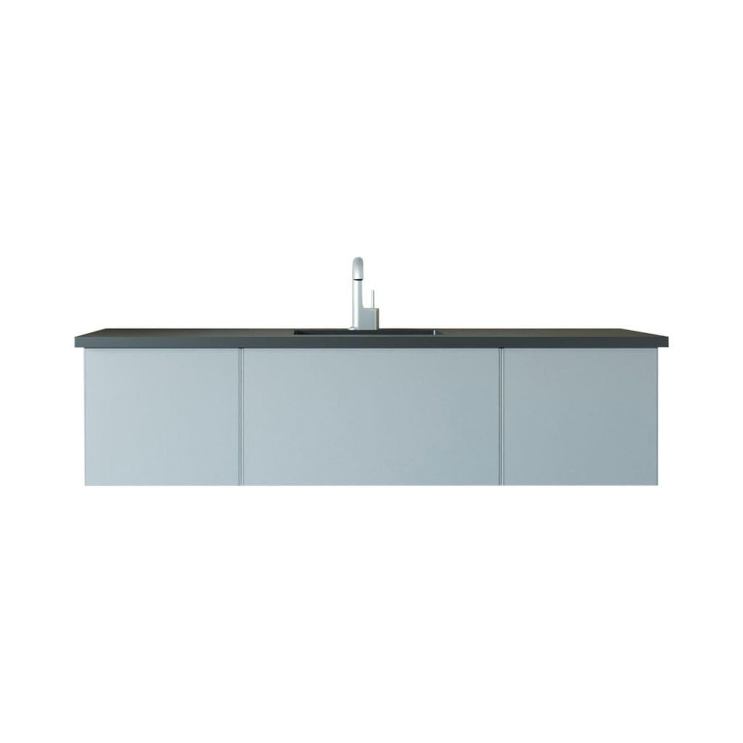 Laviva Vitri 66" Fossil Gray Vanity Base and Matte Black Solid Surface Countertop With Integrated Sink