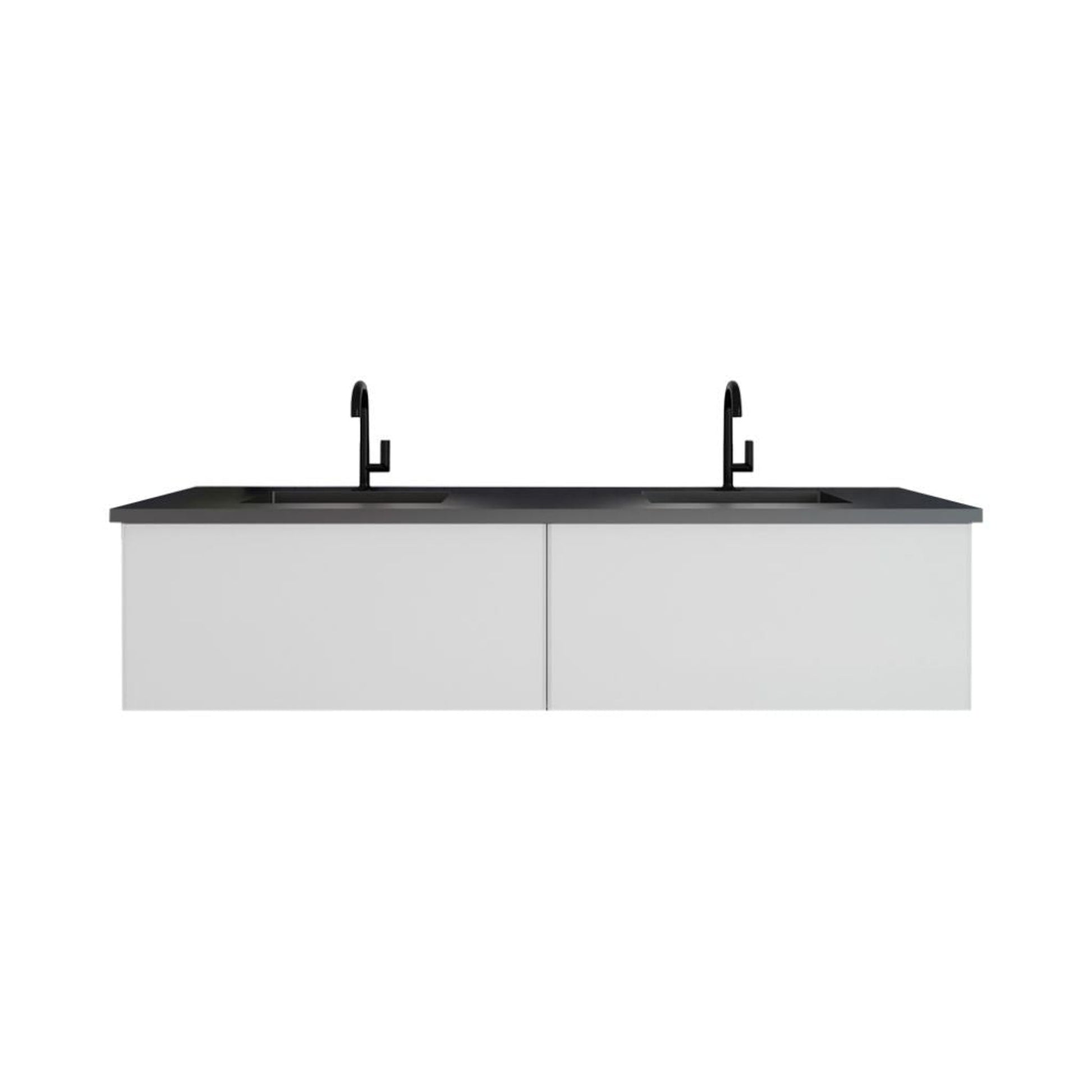 Laviva Vitri 72" Cloud White Vanity Base and Matte Black Solid Surface Countertop With Double Integrated Sink