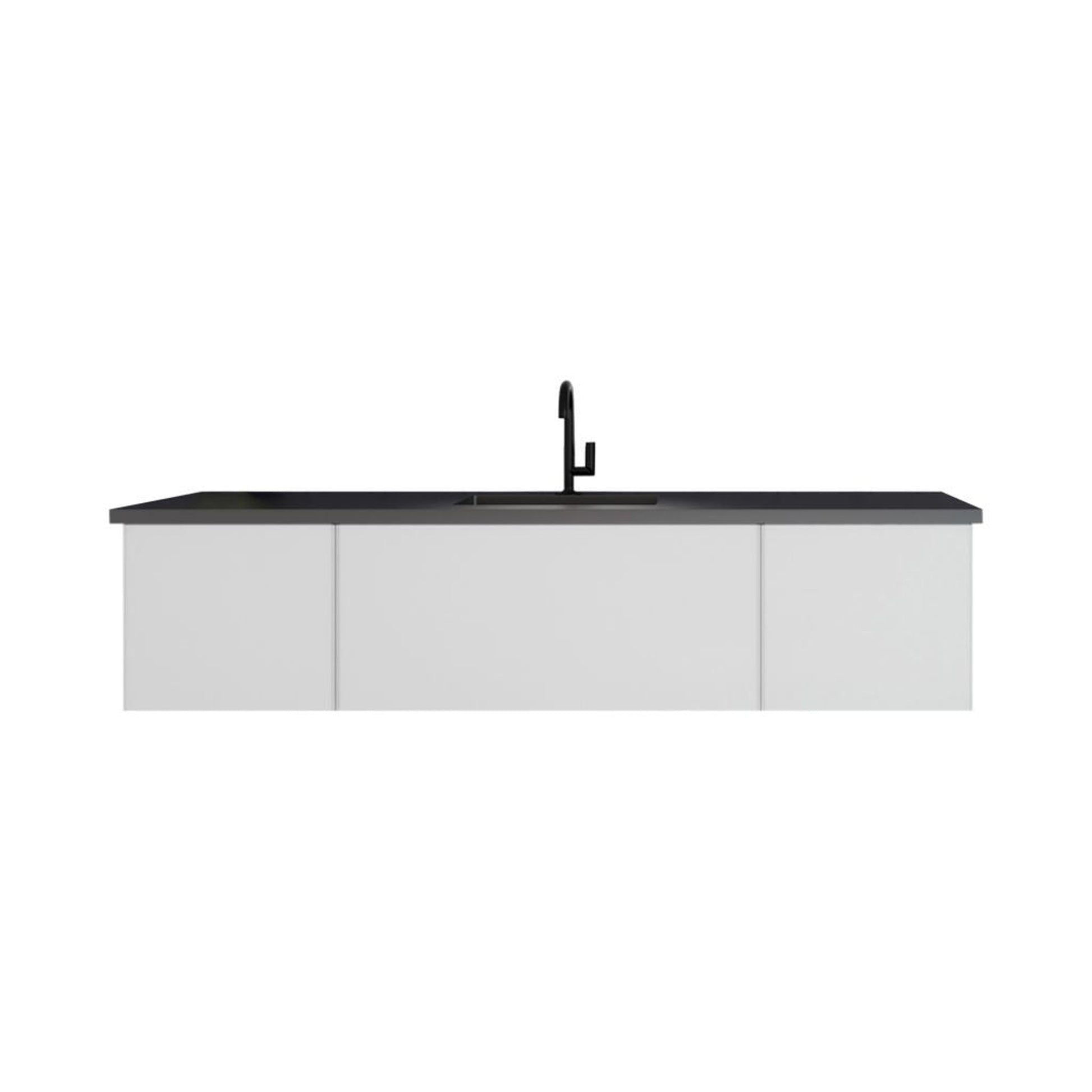 Laviva Vitri 72" Cloud White Vanity Base and Matte Black Solid Surface Countertop With Single Integrated Sink