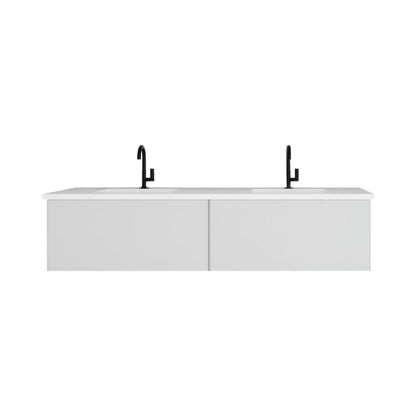 Laviva Vitri 72" Cloud White Vanity Base and Matte White Solid Surface Countertop With Double Integrated Sink