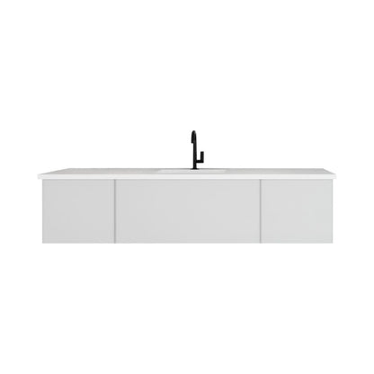 Laviva Vitri 72" Cloud White Vanity Base and Matte White Solid Surface Countertop With Single Integrated Sink