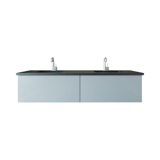 Laviva Vitri 72" Fossil Gray Vanity Base and Matte Black Solid Surface Countertop With Double Integrated Sink