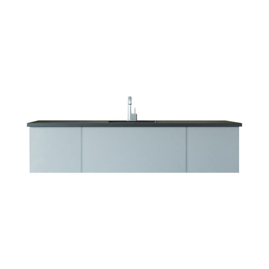 Laviva Vitri 72" Fossil Gray Vanity Base and Matte Black Solid Surface Countertop With Single Integrated Sink