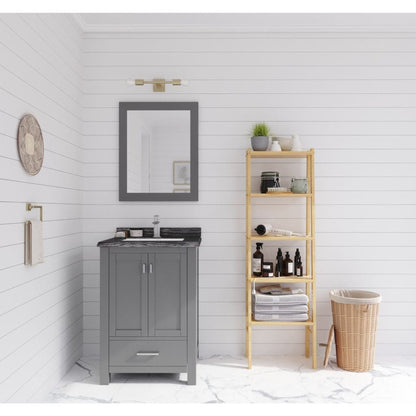 Laviva Wilson 24" Gray Vanity Base and Black Wood Marble Countertop With Rectangular Ceramic Sink