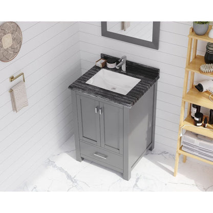 Laviva Wilson 24" Gray Vanity Base and Black Wood Marble Countertop With Rectangular Ceramic Sink