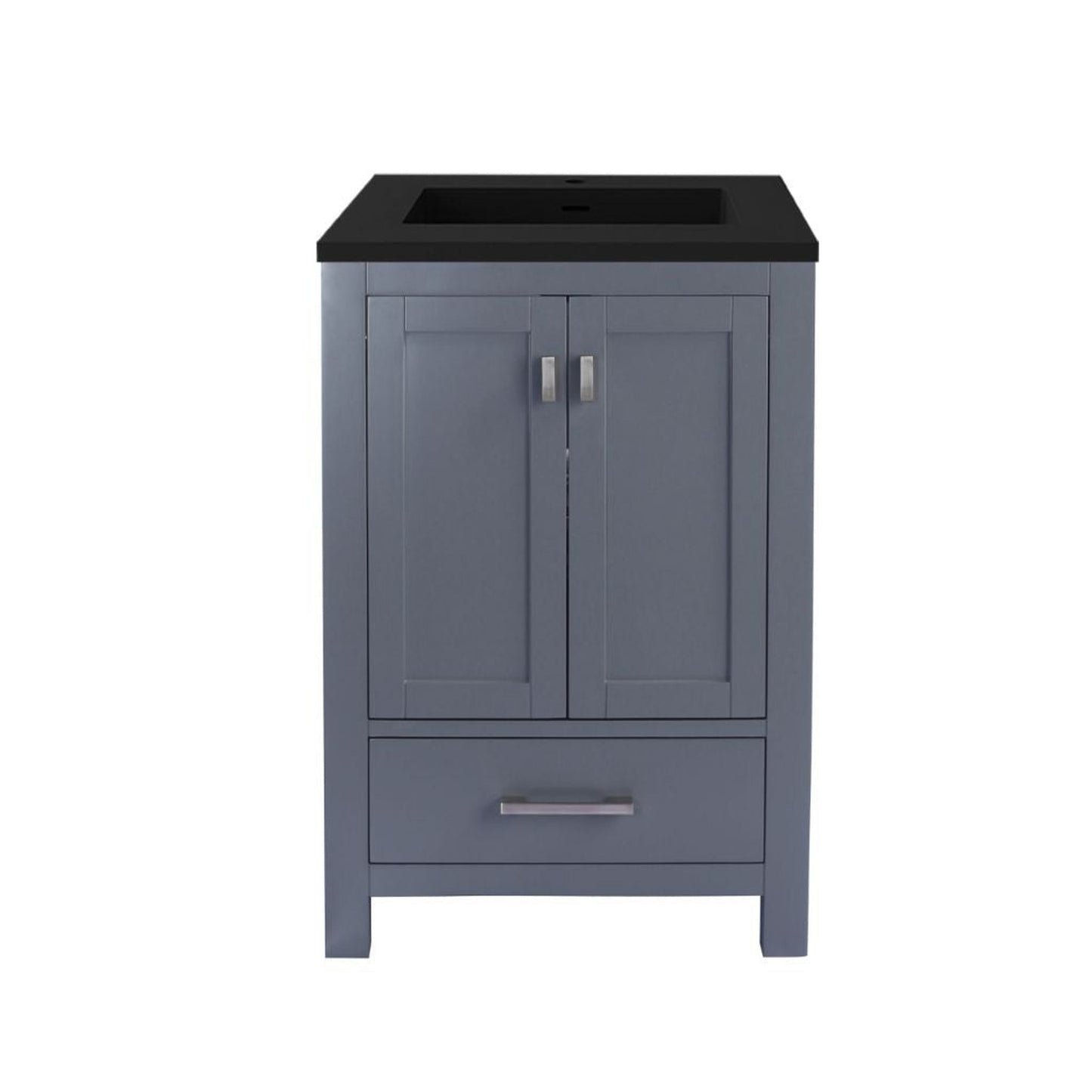 Laviva Wilson 24" Gray Vanity Base and Matte Black Solid Surface Countertop With Integrated Sink