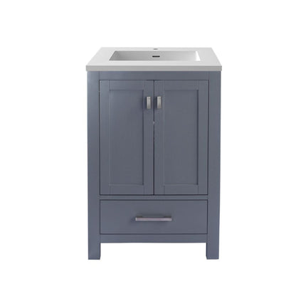 Laviva Wilson 24" Gray Vanity Base and Matte White Solid Surface Countertop With Integrated Sink