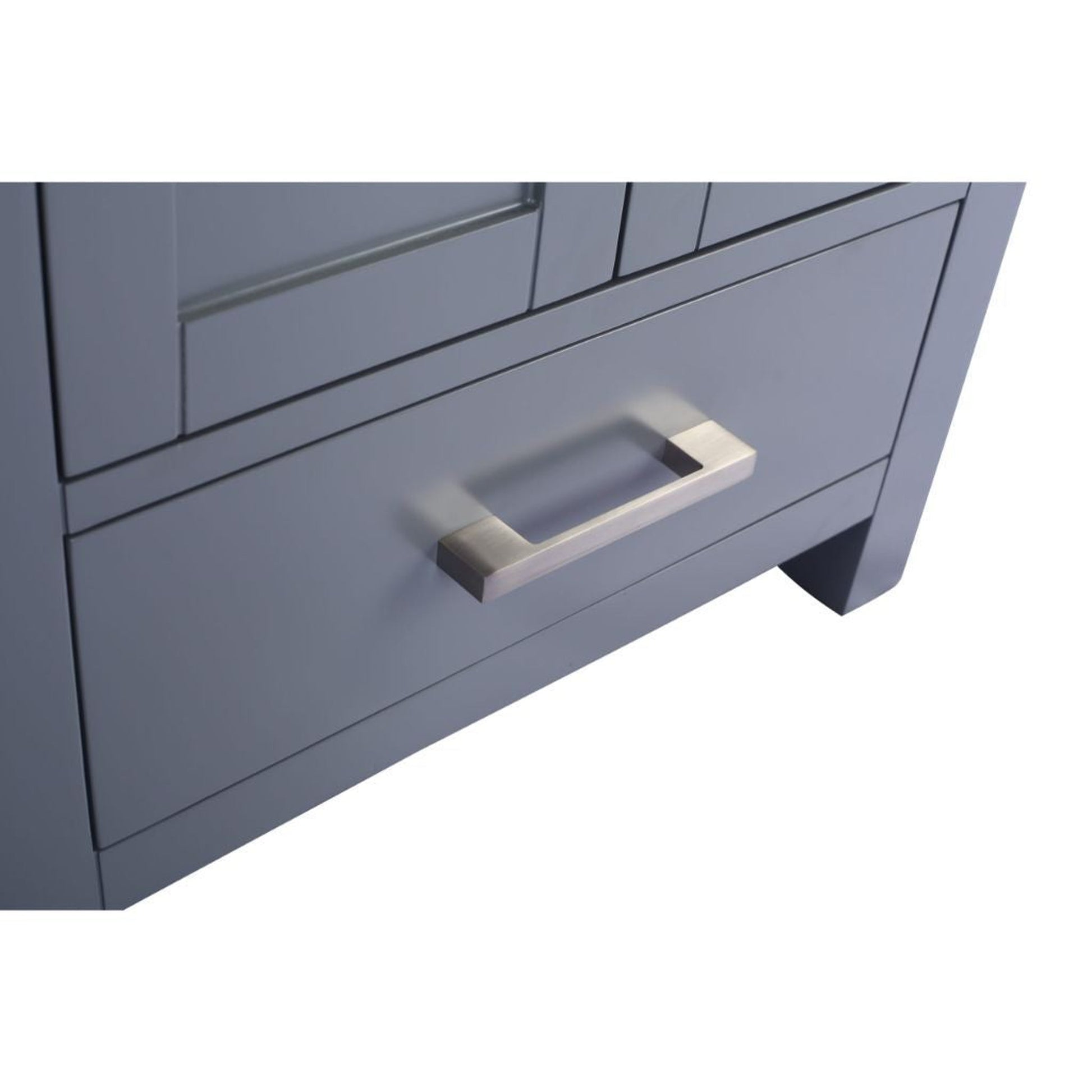 Laviva Wilson 24" Gray Vanity Base and White Stripes Marble Countertop With Rectangular Ceramic Sink