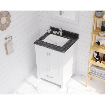 Laviva Wilson 24" White Vanity Base and Black Wood Marble Countertop With Rectangular Ceramic Sink