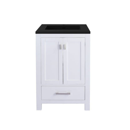 Laviva Wilson 24" White Vanity Base and Matte Black Solid Surface Countertop With Integrated Sink
