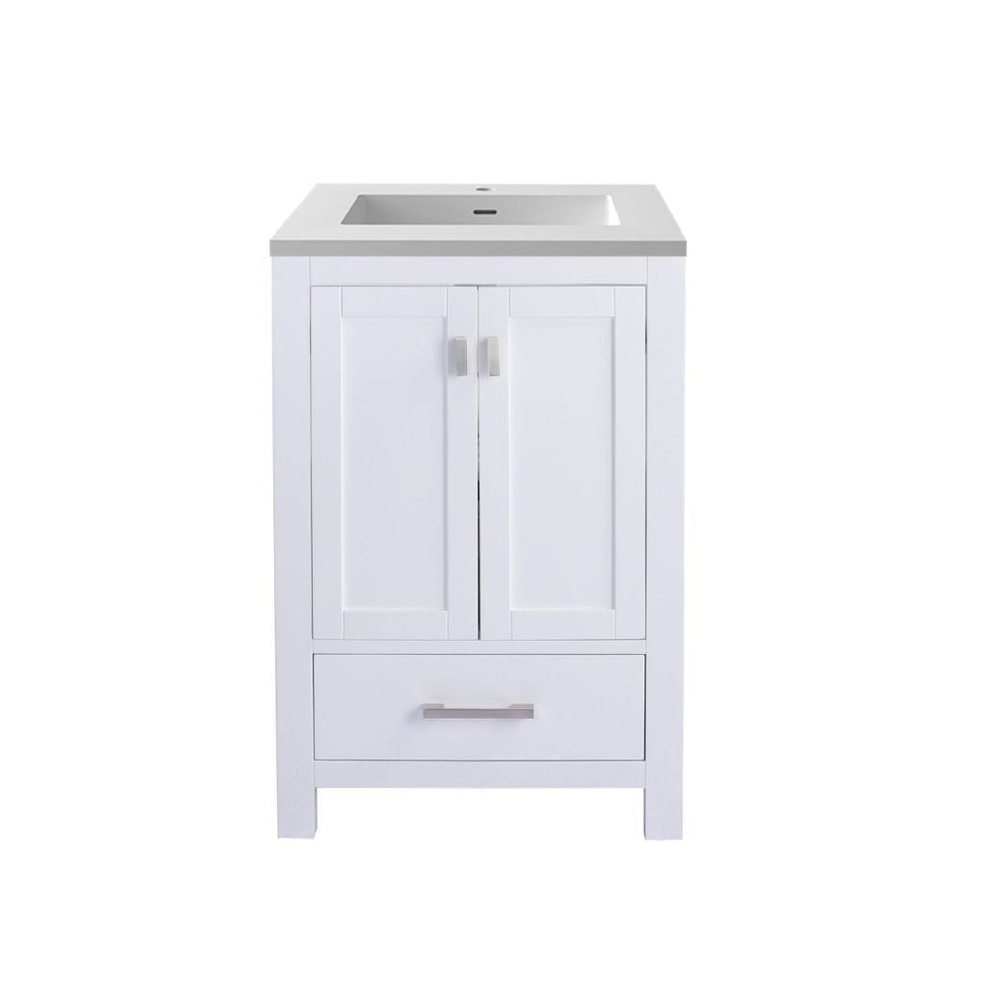 Laviva Wilson 24" White Vanity Base and Matte White Solid Surface Countertop With Integrated Sink