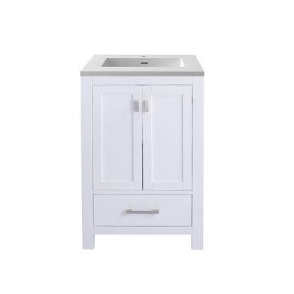 Laviva Wilson 24" White Vanity Base and Matte White Solid Surface Countertop With Integrated Sink