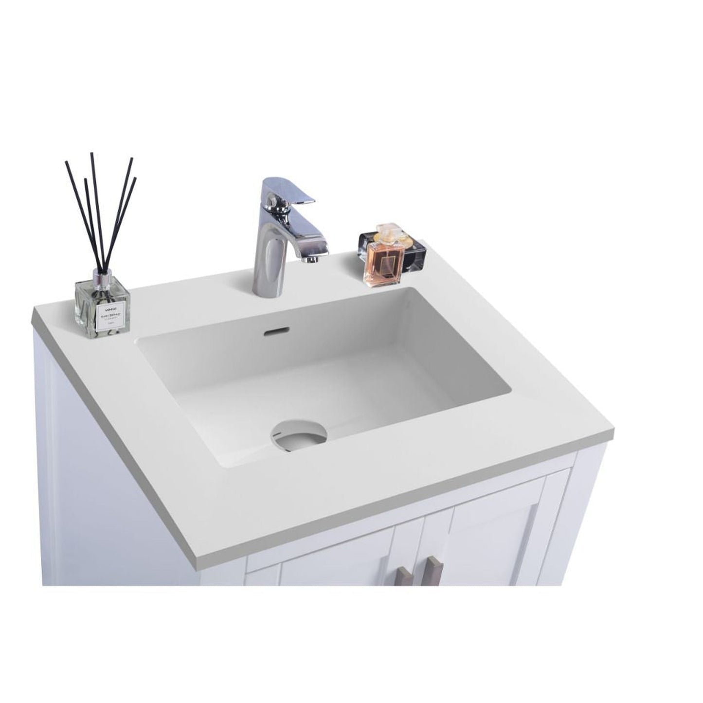 Laviva Wilson 24" White Vanity Base and Matte White Solid Surface Countertop With Integrated Sink