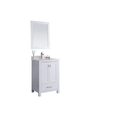 Laviva Wilson 24" White Vanity Base and White Quartz Countertop With Rectangular Ceramic Sink