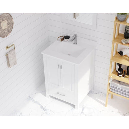 Laviva Wilson 24" White Vanity Base and White Quartz Countertop With Rectangular Ceramic Sink