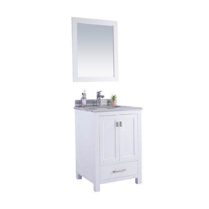 Laviva Wilson 24" White Vanity Base and White Stripes Marble Countertop With Rectangular Ceramic Sink