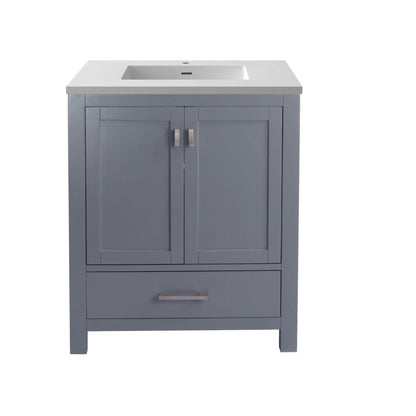 Laviva Wilson 30" Gray Vanity Base and Matte White Solid Surface Countertop With Integrated Sink