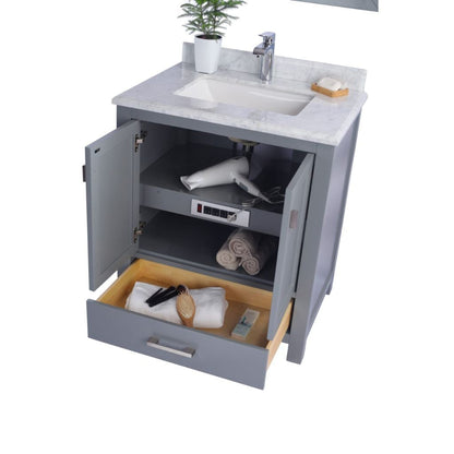 Laviva Wilson 30" Gray Vanity Base and White Carrara Marble Countertop With Rectangular Ceramic Sink