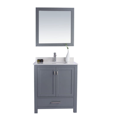 Laviva Wilson 30" Gray Vanity Base and White Quartz Countertop With Rectangular Ceramic Sink