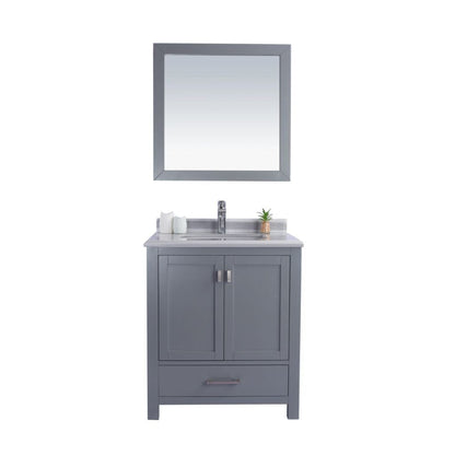 Laviva Wilson 30" Gray Vanity Base and White Stripes Marble Countertop With Rectangular Ceramic Sink