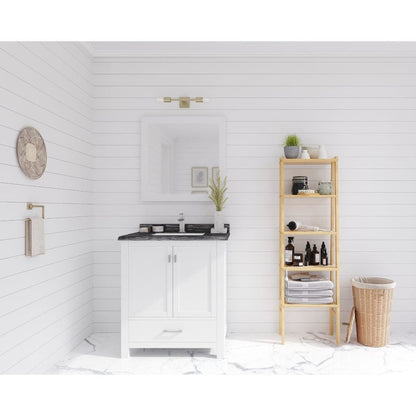 Laviva Wilson 30" White Vanity Base and Black Wood Marble Countertop With Rectangular Ceramic Sink