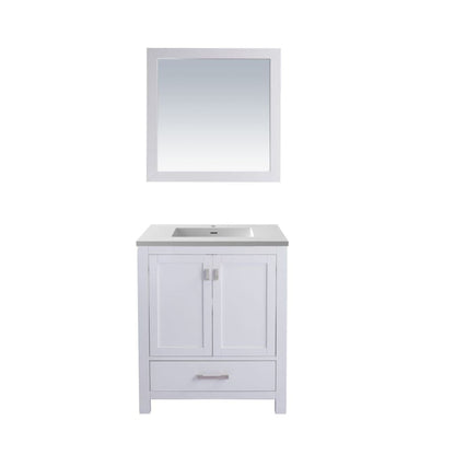 Laviva Wilson 30" White Vanity Base and Matte White Viva Stone Solid Surface Countertop With Integrated Sink