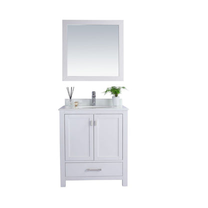 Laviva Wilson 30" White Vanity Base and Pure White Phoenix Stone Countertop With Oval Ceramic Sink