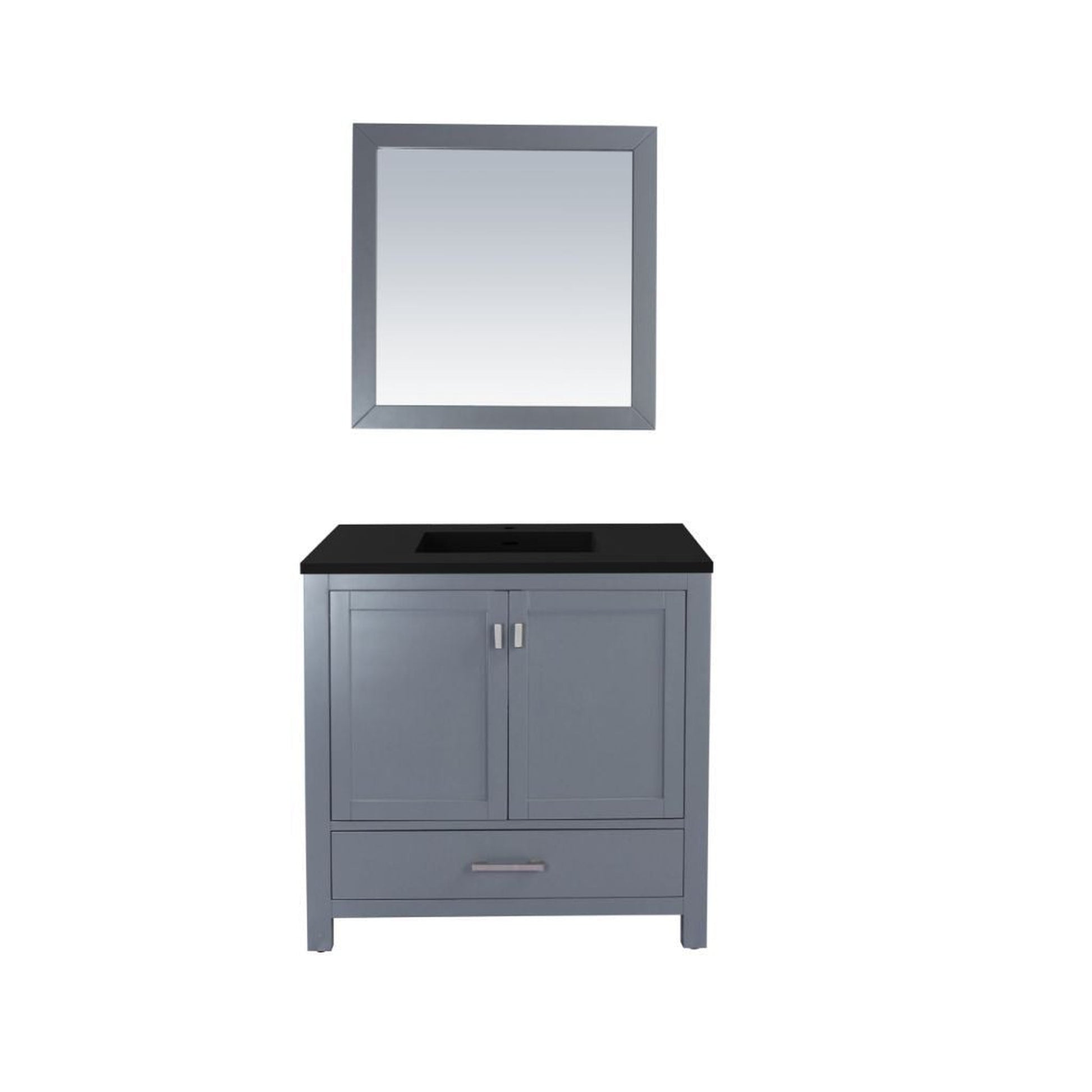 Laviva Wilson 36" Gray Vanity Base and Matte Black Viva Stone Solid Surface Countertop With Integrated Sink