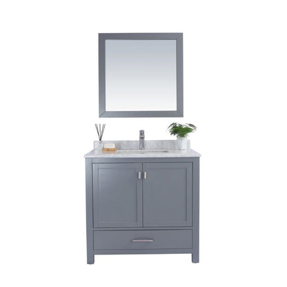 Laviva Wilson 36" Gray Vanity Base and White Cararra Marble Countertop With Rectangular Ceramic Sink