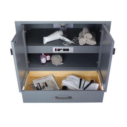 Laviva Wilson 36" Gray Vanity Base and White Quartz Countertop With Rectangular Ceramic Sink