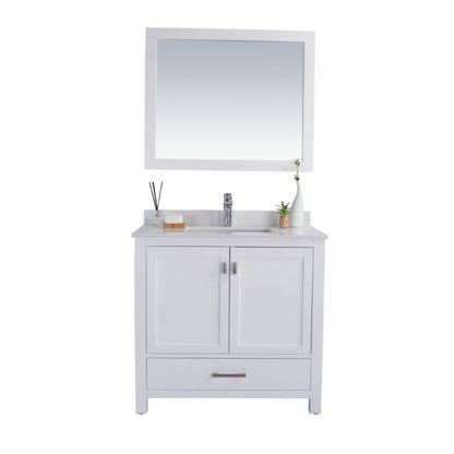 Laviva Wilson 36" White Vanity Base and White Quartz Countertop With Rectangular Ceramic Sink