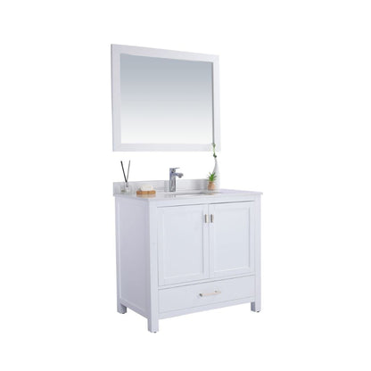 Laviva Wilson 36" White Vanity Base and White Quartz Countertop With Rectangular Ceramic Sink