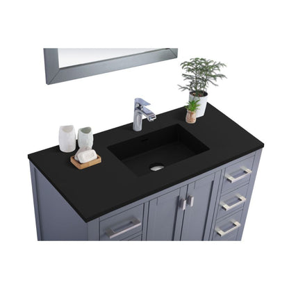 Laviva Wilson 42" Gray Vanity Base and Matte Black Viva Stone Solid Surface Countertop With Integrated Sink