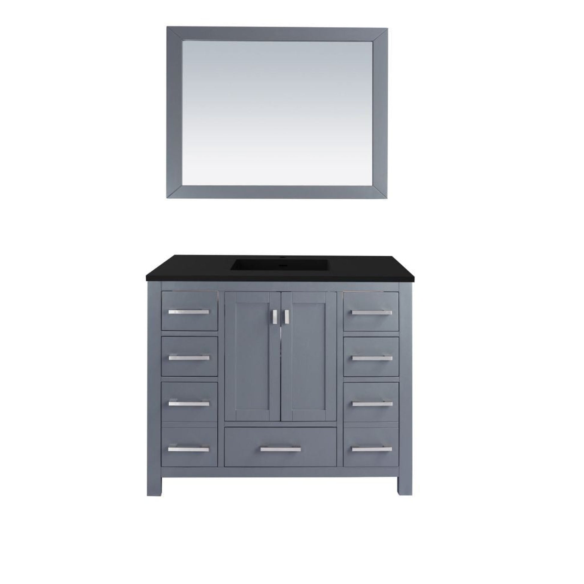 Laviva Wilson 42" Gray Vanity Base and Matte Black Viva Stone Solid Surface Countertop With Integrated Sink