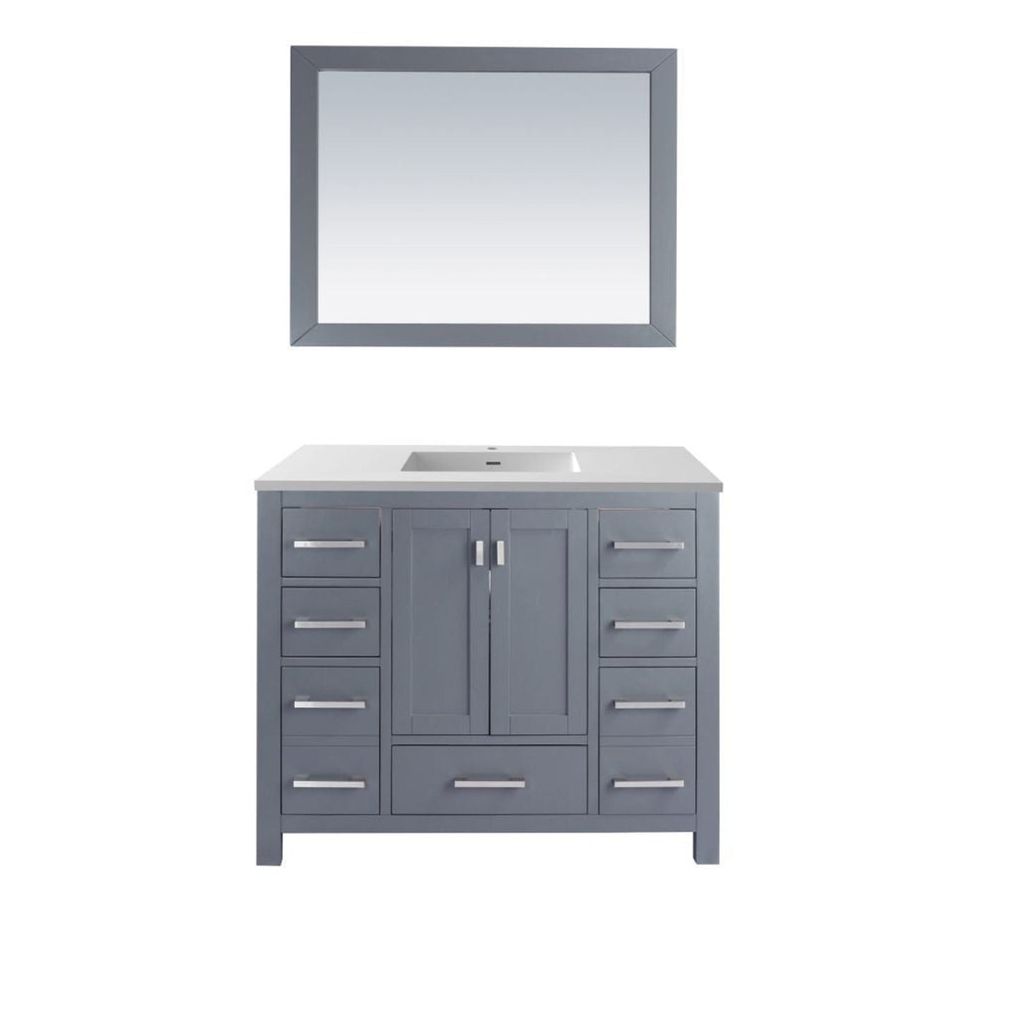 Laviva Wilson 42" Gray Vanity Base and Matte White Viva Stone Solid Surface Countertop With Integrated Sink