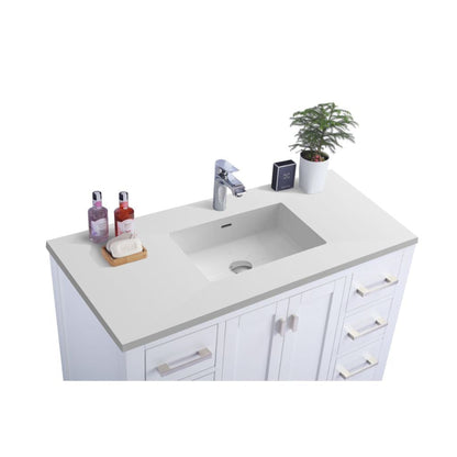 Laviva Wilson 42" White Vanity Base and Matte White Viva Stone Solid Surface Countertop With Integrated Sink