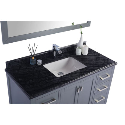 Laviva Wilson 48" Gray Vanity Base and Black Wood Marble Countertop With Rectangular Ceramic Sink