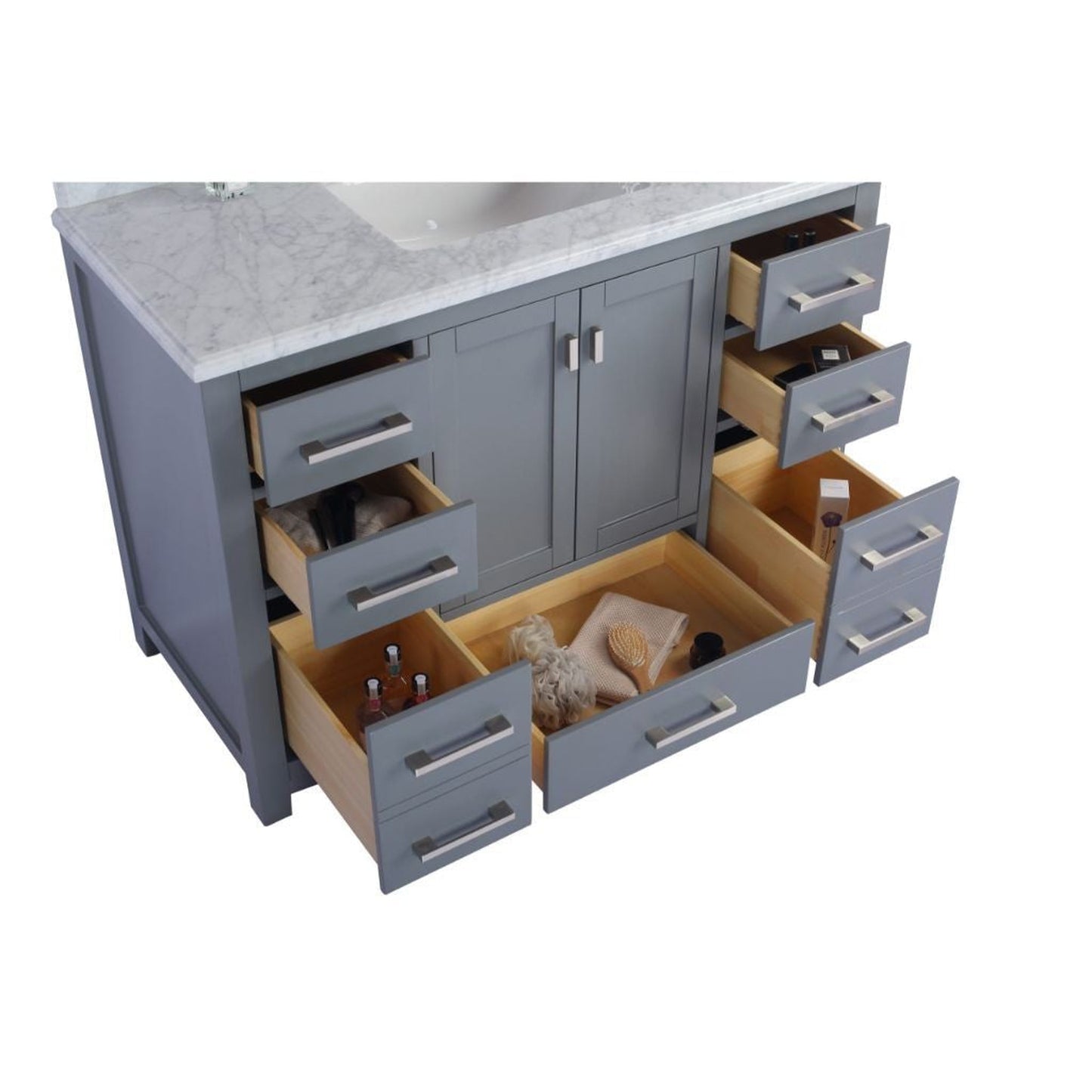 Laviva Wilson 48" Gray Vanity Base and Black Wood Marble Countertop With Rectangular Ceramic Sink