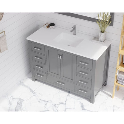 Laviva Wilson 48" Gray Vanity Base and Matte White Viva Stone Solid Surface Countertop With Integrated Sink