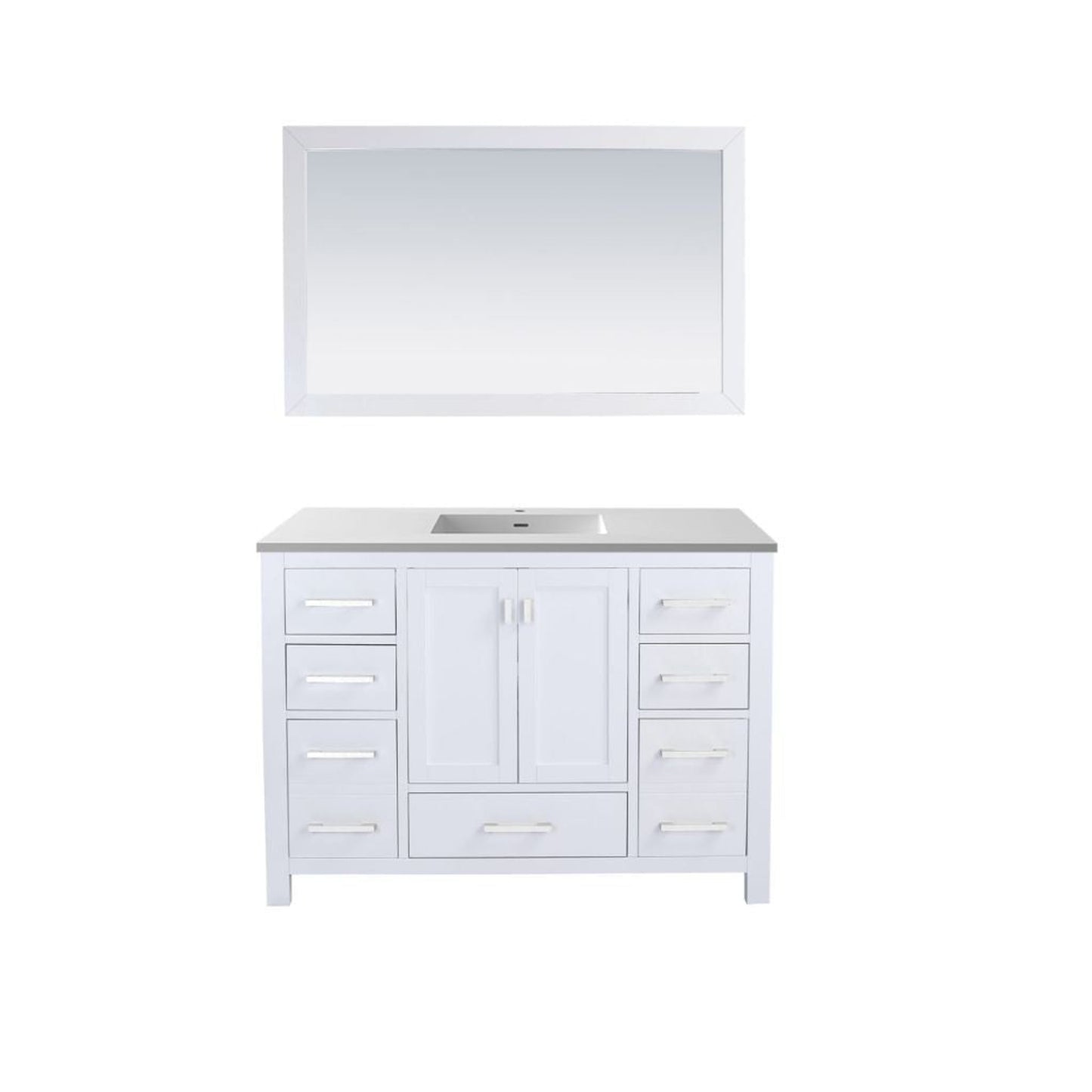 Laviva Wilson 48" White Vanity Base and Matte White Viva Stone Solid Surface Countertop With Integrated Sink