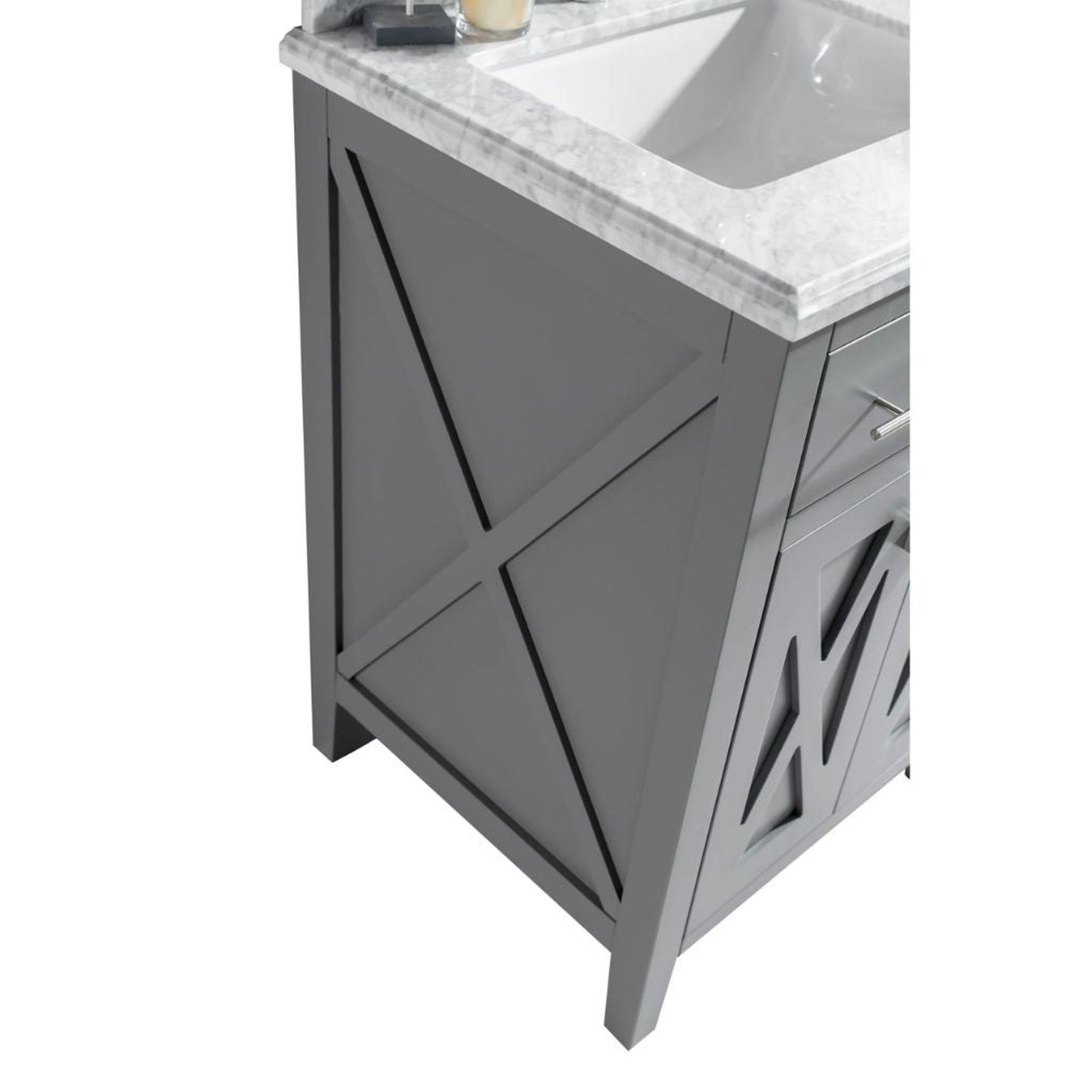 Laviva Wimbledon 24" Gray Vanity Base and Black Wood Marble Countertop With Rectangular Ceramic Sink