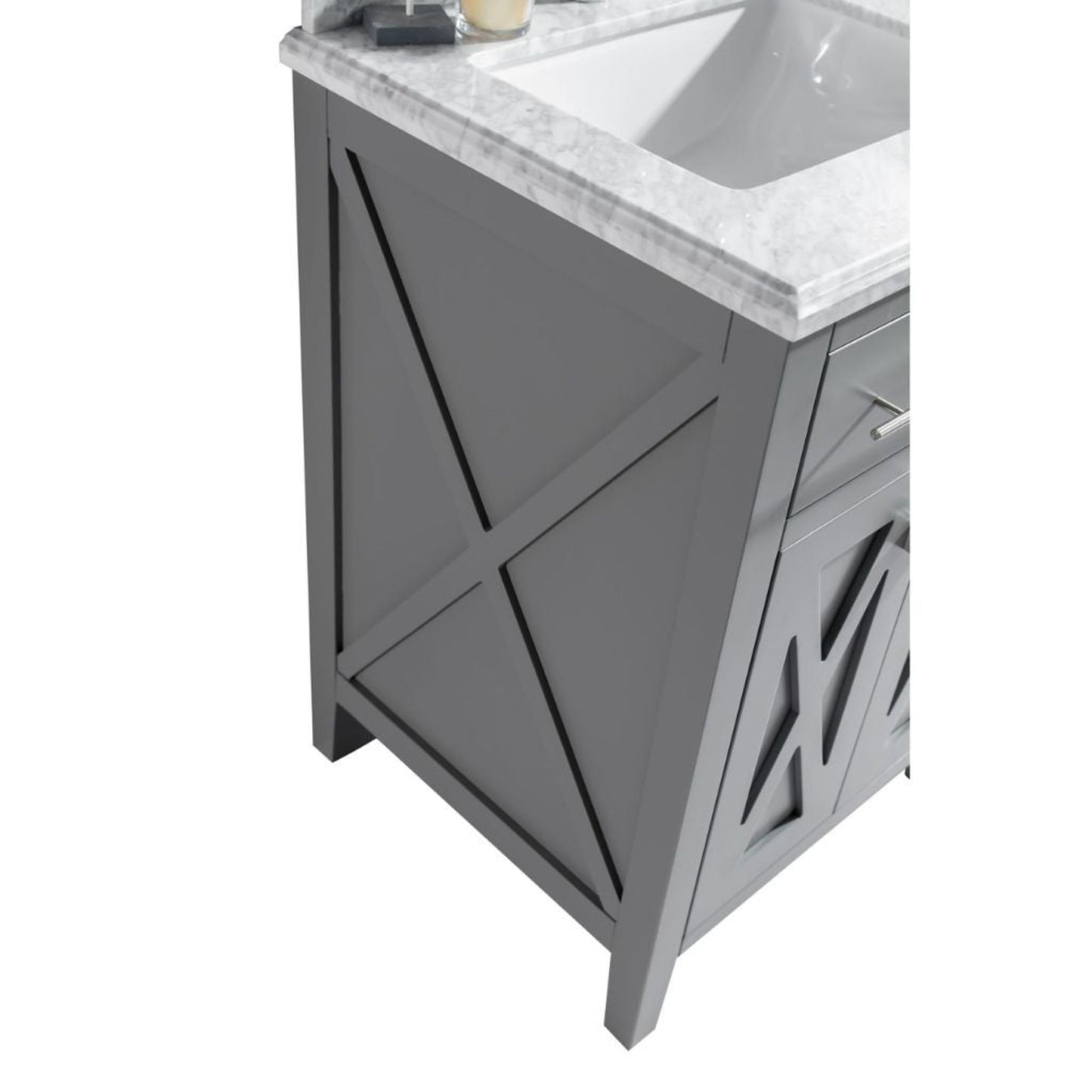 Laviva Wimbledon 24" Gray Vanity Base and Matte White Viva Stone Solid Surface Countertop With Integrated Sink