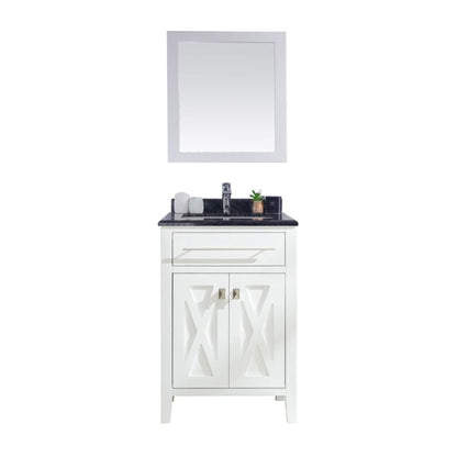Laviva Wimbledon 24" White Vanity Base and Black Wood Marble Countertop With Rectangular Ceramic Sink