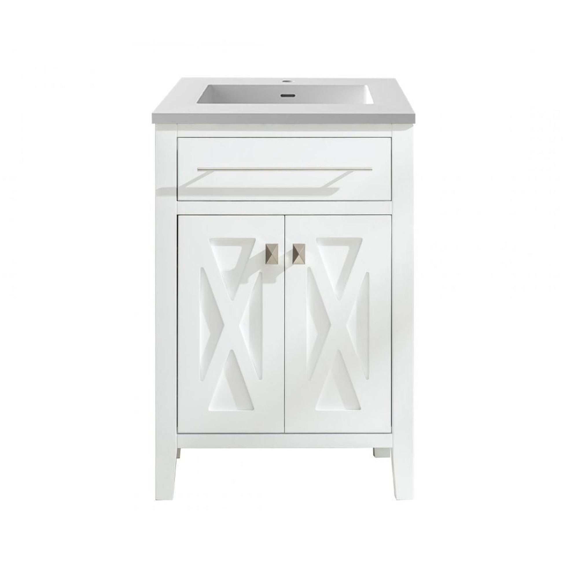 Laviva Wimbledon 24" White Vanity Base and Matte White Viva Stone Solid Surface Countertop With Integrated Sink