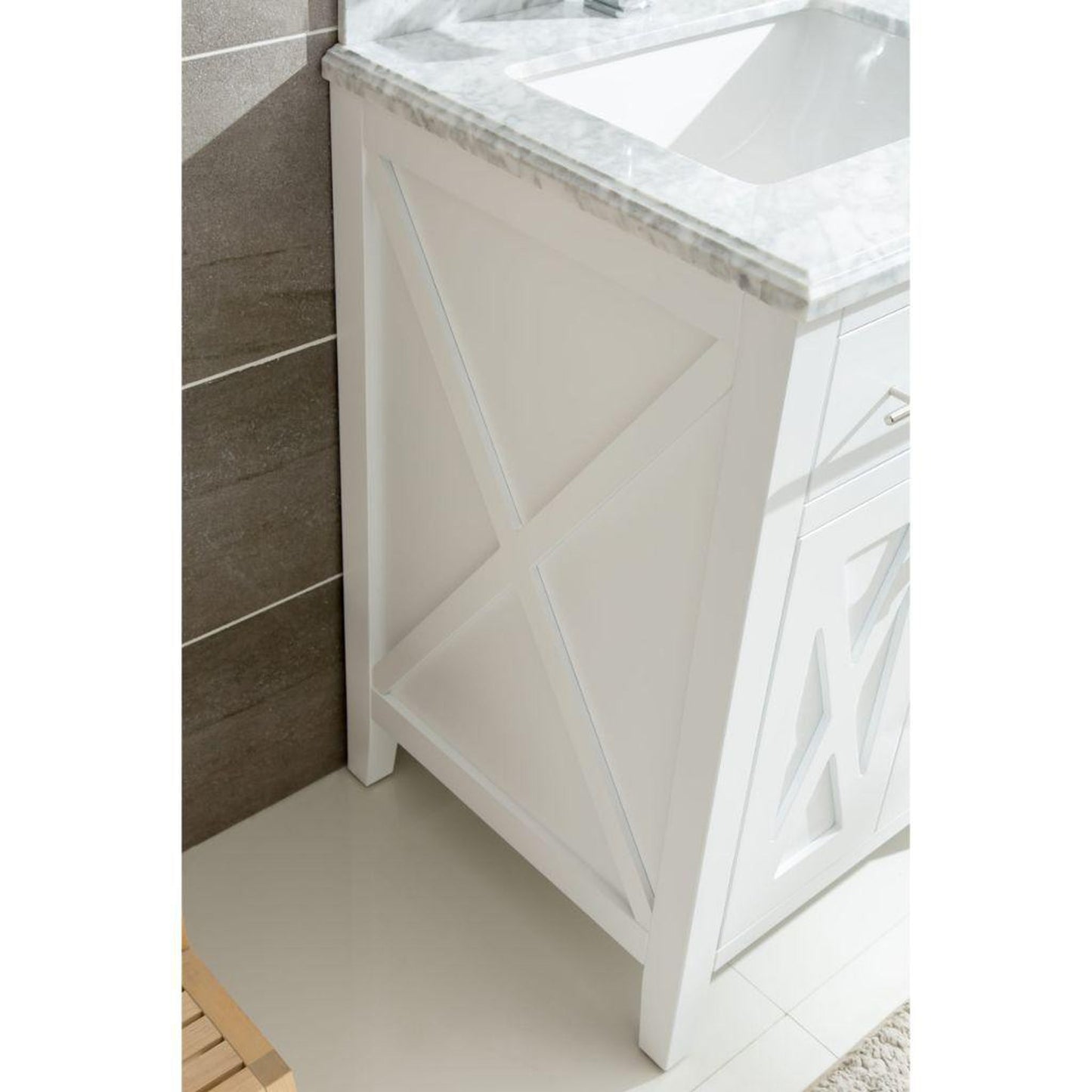 Laviva Wimbledon 24" White Vanity Base and White Quartz Countertop With Rectangular Ceramic Sink