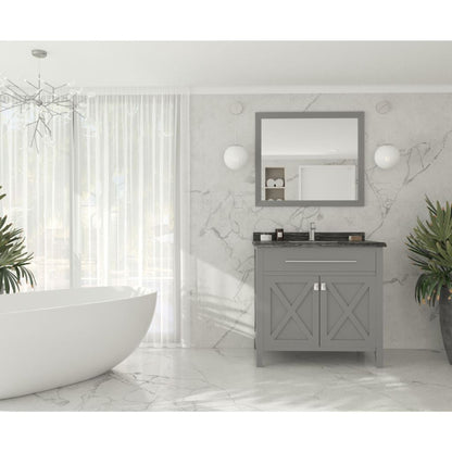 Laviva Wimbledon 36" Gray Vanity Base and Black Wood Marble Countertop With Rectangular Ceramic Sink